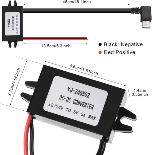 Vista 3 de Convertidor CC 12v a 5v 3a 15w DC Buck Module, regulador de voltaje reducido, convertidor de potencia de coche, adaptador de corriente de salida