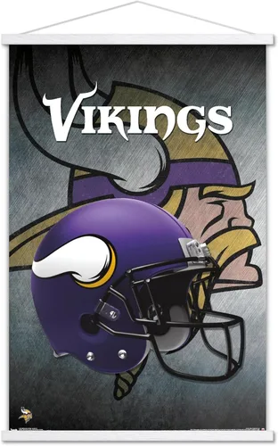 Vista 21 de Trends International NFL Minnesota VIkings - Póster de pared con casco 16, 14.725 x 22.375 pulgadas, versión enmarcada de madera de granero