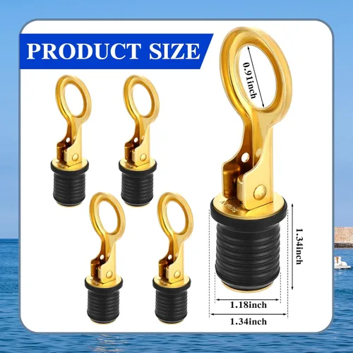 Vista 2 de Amyhill 4 Pcs Boat Plugs Snap Handle Drain Plug for 1 Inch Diameter Marine Drain Twist Marine Boat Rubber Accessories