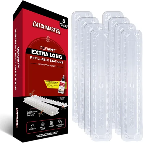 Vista 10 de Catchmaster DEFIANT - Recambio de trampas para hormigas reutilizables para interiores (paquete de 16) – Eficaz mata hormigas líquido – Cebo