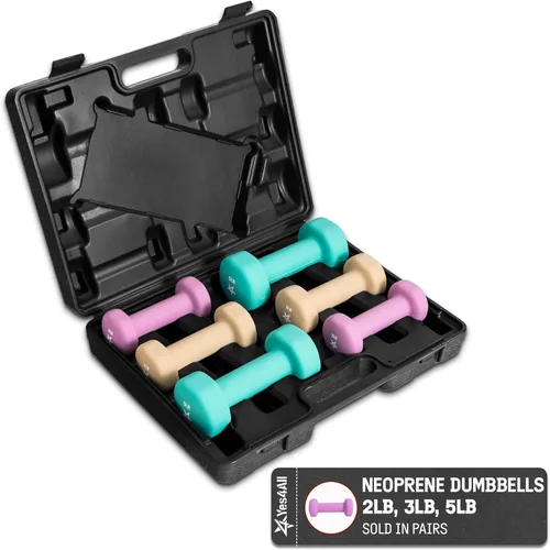 Vista 7 de Yes4All Neoprene Coated Dumbbell Hand Weight Sets - Multiple Weight Options with Rack, Anti-roll, Anti-Slip, Hexagon