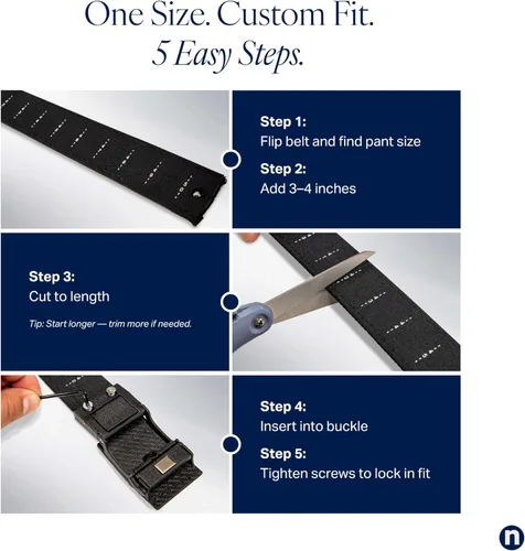 Vista 6 de Nexbelt EDC Tactical Ratchet Belt – 1.5" Black Nylon, Quick-Release, Adjustable for Appendix Carry, Fits Up to 50" Waist