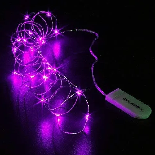 Vista 3 de Tira de luces led rutilantes con 20 luces de hadas led micro Cylapex, en cable de cobre revestido de plata de 3.3 pies, funciona con dos