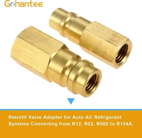 Vista 4 de gohantee R12 R22 R502 Tornillo a R134A Válvula Adaptadora de Conversión Rápida, Kit de Conversión R12 a R134A, Interruptor Adaptador R12 R22 R502 a