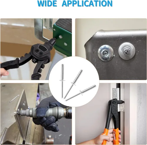 Vista 7 de 60 remaches de aluminio de tres pliegues, 316 pulgadas x 1 pulgada, surtido de remaches ciegos, color plateado