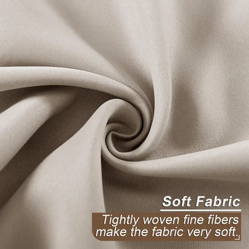 Vista 2 de mstexa Cortinas opacas beige para techo alto sala de estar, cortinas extralargas de lino sintético con ojales para cortinas de casa de 2 pisos