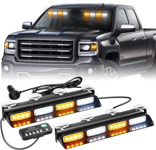 Vista 3 de XRIDONSEN Luces estroboscópicas de emergencia de color blanco ámbar y 104 luces LED estroboscópicas de 37 pulgadas para techo de techo, luces