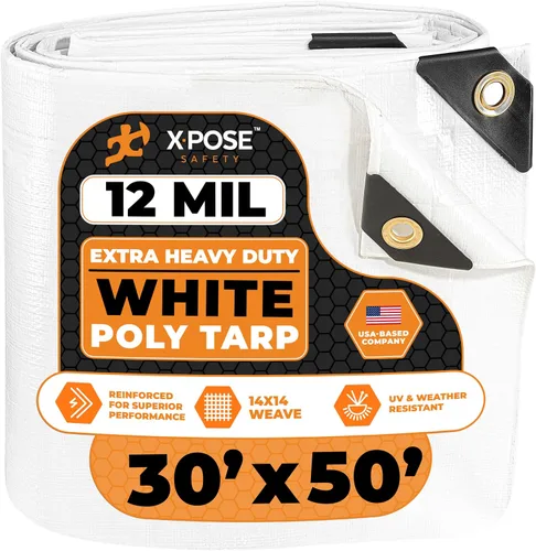 Vista 152 de Xpose Safety Lona protectora de polietileno plateado resistente de 5 x 7 pies - Funda protectora multiusos - Duradera, resistente al agua