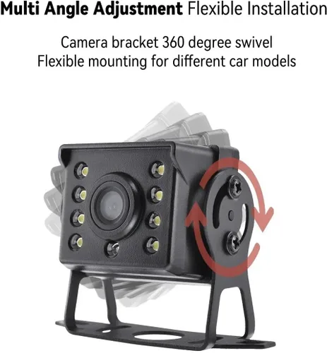 Vista 2 de EVERSECU Cámara de respaldo con cable, cámara de marcha atrás de entrada de amplio rango de 12 V-24 V, cámara de visión nocturna impermeable, cámara