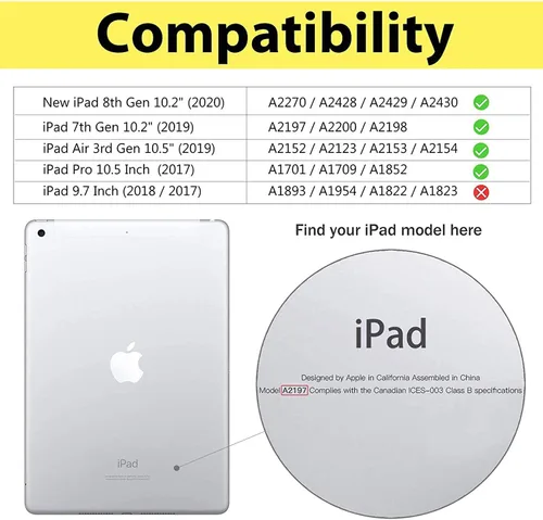 Vista 5 de Funda para iPad 10.2 de 8ª generación 2020 / 7ª generación 2019 / iPad Air de 10.5 pulgadas 2019 / iPad Pro 10.5, funda protectora duradera a prueba