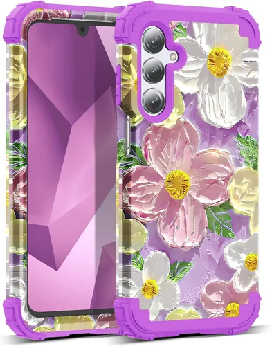 Vista 85 de Funda para Galaxy A14 5G Case, Patrón Floral 3 en 1 Protección Resistente de Servicio Pesado a Prueba de Golpes Parachoques de Goma de Silicona