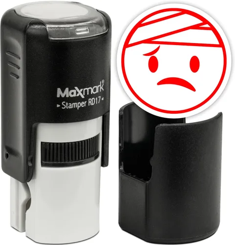 Vista 46 de MaxMark Sello de Emoji Autoentintado Redondo - Enojada - Tinta Negra