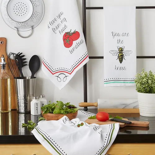Vista 5 de DII Everyday Collection - Juego de toallas de cocina, 18 x 28 pulgadas, 3 piezas Love You