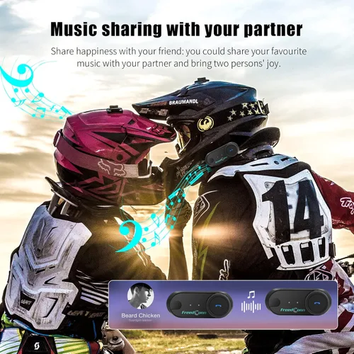 Vista 4 de FreedConn Auriculares Bluetooth para motocicleta TCOM VB - Altavoces para casco de motocicleta, 3 riders Paring 800M 2 Riders Talking Helmet