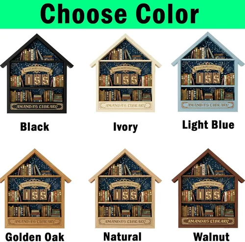 Vista 2 de Rastreador de Lectura de Libros Personalizado, Contador de Libros Leídos Este Año, Decoración de Biblioteca, Letrero de Seguimiento de Libros