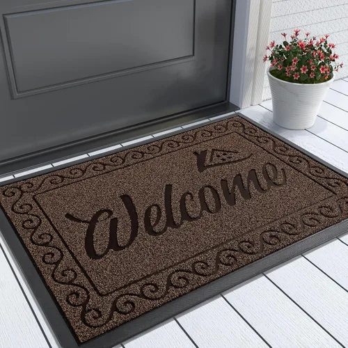 Vista 22 de Yimobra Tapetes de bienvenida para puerta delantera, 29.5 x 17 pulgadas, resistente, impermeable, para puerta exterior, entrada exterior