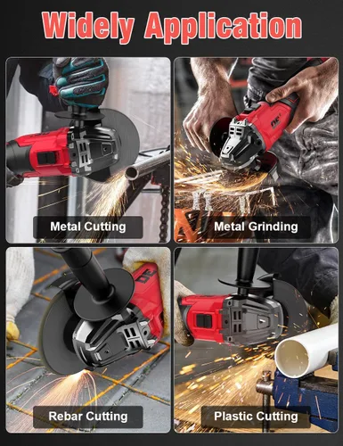 Vista 7 de Amoladora angular sin escobillas para batería Milwaukee M18, amoladora angular pequeña inalámbrica de 4 – 1/2 pulgadas con mango auxiliar, 10 lijas