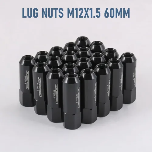 Vista 7 de JDMSPEED - Repuesto de tuercas de llanta alargadas de aluminio de 2.23 pulgadas para llantas M12 x 1.5, 20 unidades, color negro
