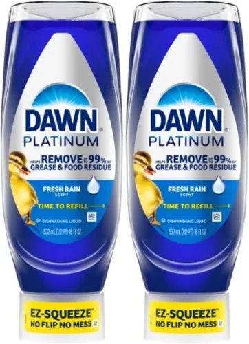Vista 9 de Dawn Platinum EZ-Squeeze - Jabón para platos, líquido para lavavajillas, lluvia fresca, paquete de 2 x 18 onzas