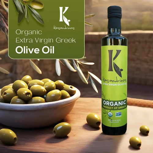Vista 3 de Aceite de Oliva griego orgánico extra virgen Kasandrinos (botella de 17 oz)