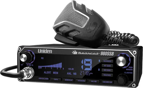 Uniden BEARCAT 980 - Radio SSB CB de 40 canales con banda lateral NOAA WeatherBand, pantalla digital de 7 colores, interruptor PA/CB y micrófono con