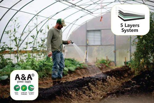 Vista 4 de A&A Green Store Película de polietileno transparente resistente a los rayos UV para invernaderos de 4 años (9' x 25')