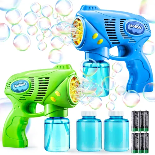 Vista 8 de Joyin - 2 pistolas de burbujas con 2 soluciones de recarga (10 onzas en total), fabricante de burbujas, soplador, ametralladora de burbujas