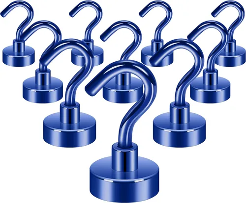 Vista 18 de Neosmuk Magnetic Hooks, 10 kg High Performance Earth Magnets with Hooks, Extra Strong Cruise Hook for Hanging (Pistol Black, Pack of 10)