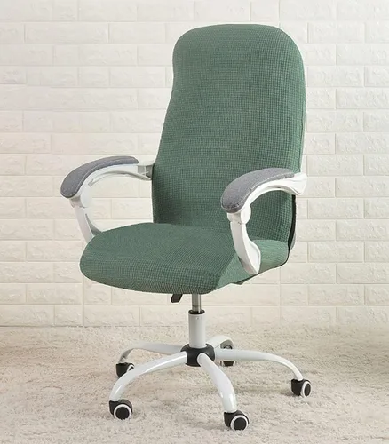 Vista 16 de LINGXIYA Funda elástica para silla de oficina, suave y cómoda, de tela de grano de maíz, resistente al agua, resistente a derrames, funda para silla