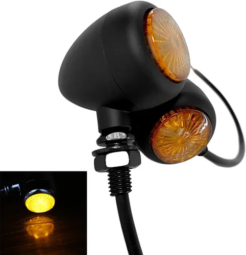 Vista 6 de FATECIM Indicador LED de señal de giro para motocicleta, luz ámbar, mini bala en forma de aluminio, luces intermitentes de 12 V universales (cromado)