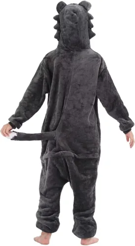 Vista 4 de Disfraz de una pieza de franela con capucha para niños y niñas, disfraz de Halloween de animales