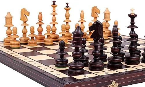 Vista 7 de El juego de ajedrez Alcázar es una pieza única de ajedrez de madera hecha a mano con un tablero de ajedrez de madera King de 5 pulgadas, 22.8