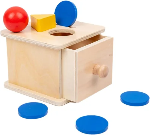 Vista 9 de Adena Montessori Caja de monedas, caja de permanencia para monedas de bebé de 1 año, juguetes de desarrollo de bolas de madera para bebés de 6 a 12