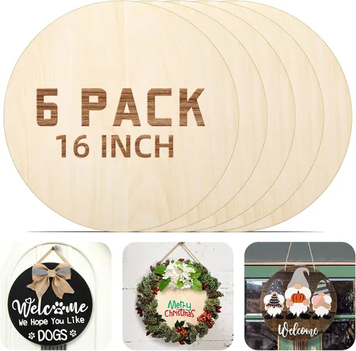 Vista 10 de Círculos redondos de madera para manualidades, recortes redondos de madera sin terminar, para colgar puertas, diseño de quema de madera