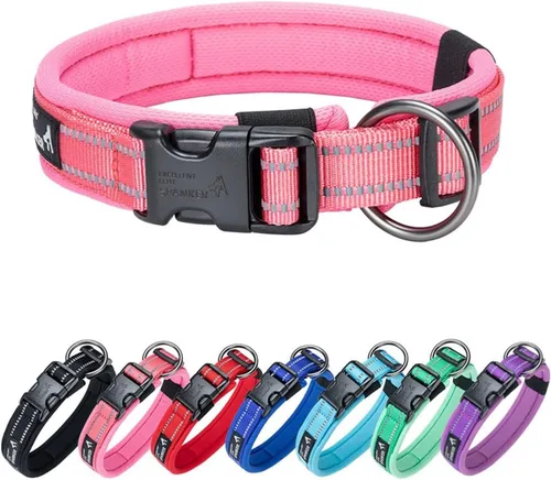 Vista 11 de EXCELLENT ELITE SPANKER Collar reflectante para perro, clásico, suave, acolchado, de nailon transpirable, ajustable, con hebilla de liberación