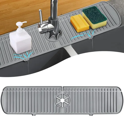 Vista 14 de Bandeja colectora de goteo para mango de grifo de silicona, tapete de grifo de silicona, soporte para esponja de jabón de platos para accesorios