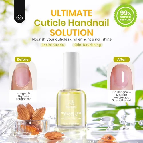 Vista 2 de Beetles - Aceite de cutícula para uñas, 0.5 onzas líquidas, fragancia de almendra, cuidado con aceite de jojoba y vitamina E, crecimiento de uñas
