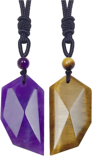 EDEN'S CALL Natural Healing Crystal Stone Necklace for Women and Men Adjustable Faceted Quartz Stone Pendant Necklace for Reiki Balancing