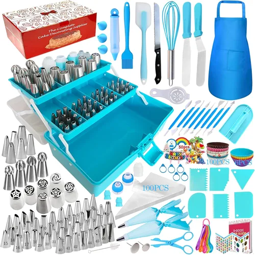 Cake Decorating Tools Supplies Kit - 368Pcs Baking Supplies with Storage Case for Beginners - Icing Piping Bags and Tips Set For Cookies, Cupcake &