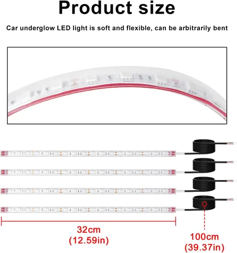 Vista 3 de YONGMING Tira de luces LED de 12 voltios impermeable, color azul, 12.6 pulgadas, luces LED para exteriores e interiores para carrito de golf, barco