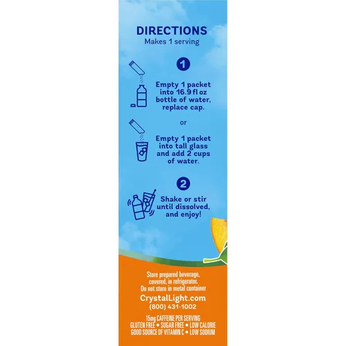 Vista 5 de Crystal Light On The Go - Mezcla de bebida de té verde melocotón y mango, caja de 10 paquetes (paquete de 10)