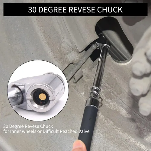 Vista 6 de SAFELIFE Medidor de presión de neumáticos de doble cabezal para camiones, 10-150 PSI, medidor de neumáticos de acero inoxidable resistente