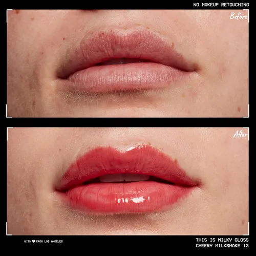 Vista 4 de NYX PROFESSIONAL MAKEUP This Is Milky Gloss, brillo de labios con hidratación de 12 horas, vegano, batido de cereza (rosa cereza)