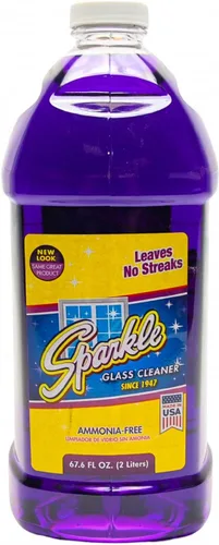 Sparkle Botella de repuesto para limpiador de vidrio, fórmula original sin amoníaco, limpiador de vidrio resistente, sin dejar rayas, botella de