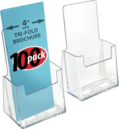 Vista 10 de Azar Displays 252922-2PK - Soporte triple para folletos con bolsillo para tarjetas de visita, paquete de 2, transparente