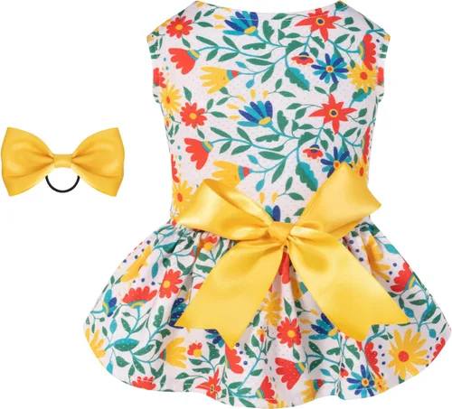 Vista 12 de CuteBone - Vestido de malla para perros, vestido de sol de Halloween para cachorros, atuendo para mascotas, moda de verano para perros pequeños