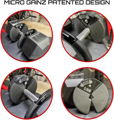 Vista 3 de Micro Gainz - Mancuerna fraccionaria de 2.5 libras, ideal para micro carga, (elegir color) 4 placas de peso fraccionadas, diseñadas
