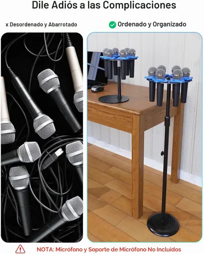 Vista 3 de Soporte universal de aluminio para micrófono, capacidad para 6 micrófonos