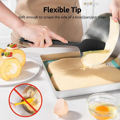 Vista 4 de Juego de espátulas de silicona U-Taste con resistencia al calor de 600 grados Fahrenheit (Negro)