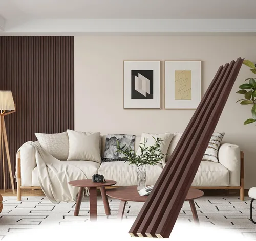Vista 11 de WPC Paneles de pared de listones de madera, paquete de 8 listones de madera de 95 x 6 pulgadas para pared y techos, paneles acústicos para Roble